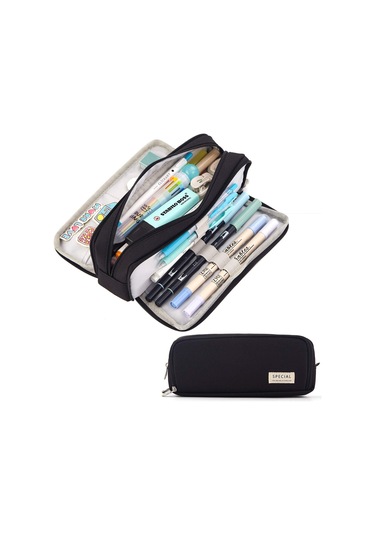 Aubyhe Mor Renkli Çift Pencere Multifonksiyonel Kalem Kutusu - Geniş Hacimli 3 Bölmeli Stokaj, Üniversite/ortaokul Öğrencileri İçin, Kauçuk Ve Dayanıklı Malzemeyle Yapıldı Mor