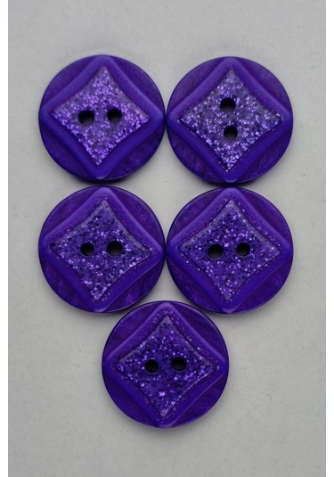 Büyük Boy Akrilik Simli Yuvarlak Mor Çeket Hırka Yelek Düğmesi 5 Adet
