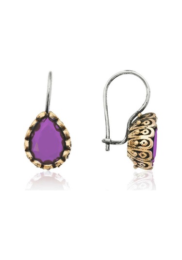 Aya Diamond Gümüş Mor Damla Otantik Kadın Küpe