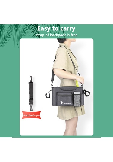 Moveevo Evrensel Bebek Arabası Organizatörü Çıkarılabilir Askı & Bardak Tutucu Bez, Biberon, Telefon, Oyuncak Siyah