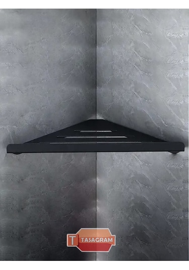 Paslanmaz Çelik Üçgen Banyo Askısı Köşe Depolama ve Duş Rafı Siyah