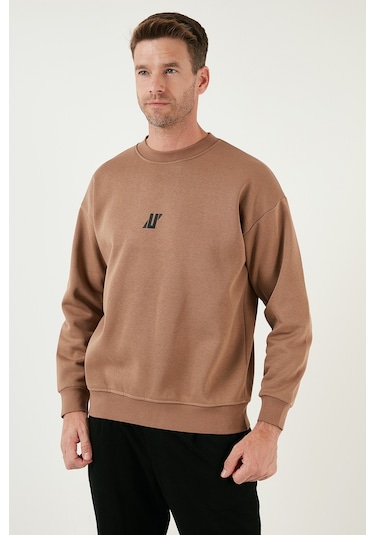 Buratti Regular Fit Bisiklet Yaka Pamuklu Içi Tüylü Yumuşak Şardonlu Erkek Sweat 5905405 Sütlü Kahve