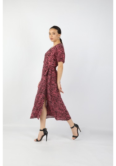 Kadın Viskon Pembe Elbise Pembe