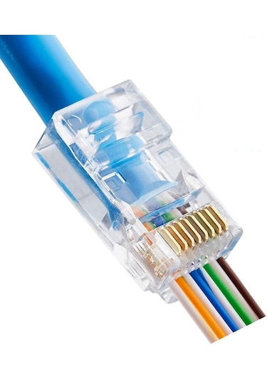 100 Adet Rj45 Cat6 Delikli Pass-through Konnektör Kolay Montaj Network Jak