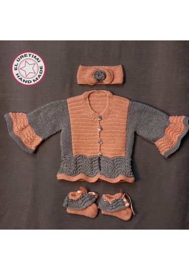 Uretti - Talia 8659 - 3969 El Örgüsü Kız Çocuk Hırka - Bandana - Patik 3'lü Takım - 2 Yaş Yavruağzı Uretti - Talia 8659 - 3969 El Örgüsü Kız Çocuk Hırka - Bandana - Patik 3'lü Takım - 2 Yaş Yavruağzı