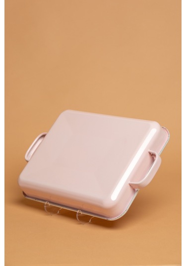 Rosa Di Verona Emaye Kulplu Pembe Fırın Kabı Ebutay Pembe