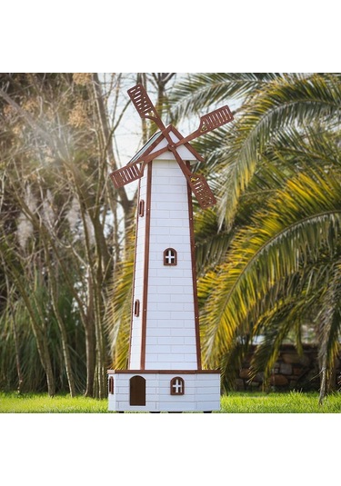 Mandu Yel Değirmenli Ahşap Kedi Evi 80 x 80 x 207 CM