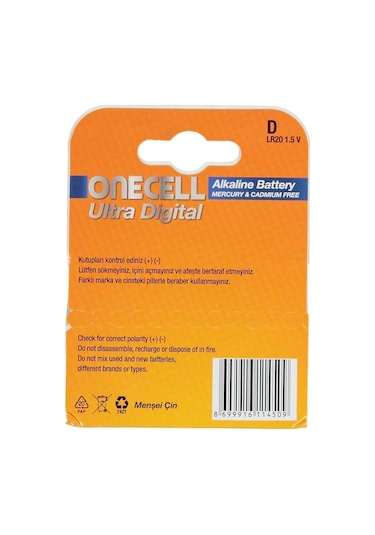 Onecell Ultra Dijital Alkalin D Boy Pil 2'li