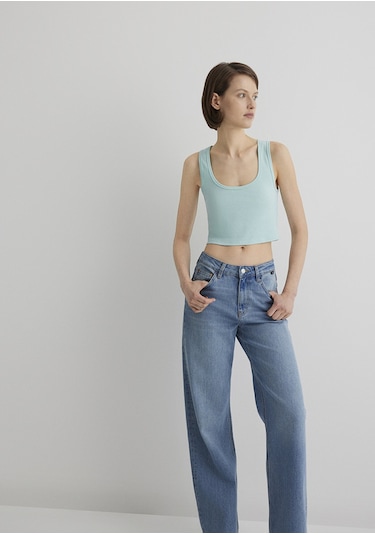 Mavi - Yeşil Crop Basic Atlet 1613071-71731 Yeşil