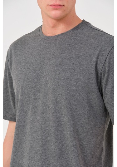 Erkek 4 Lü Paket %100 Pamuk Oversize Tişört Basic Bisiklet Yaka Kısa Kollu T-shirt Gri