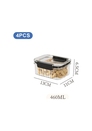 4'lü Paket Hava Geçirmez Gıda Saklama Kapları, Mutfak Saklama Kapları, Tahıl Kapları, Şekerleme Kapları, 460 Ml -
