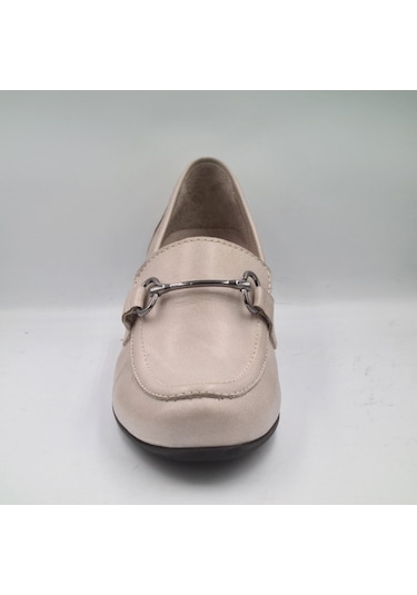 Mammamia D24ya-3845 Gri Deri Topuklu 5cm Kadın Klasik Ayakkabı Gri