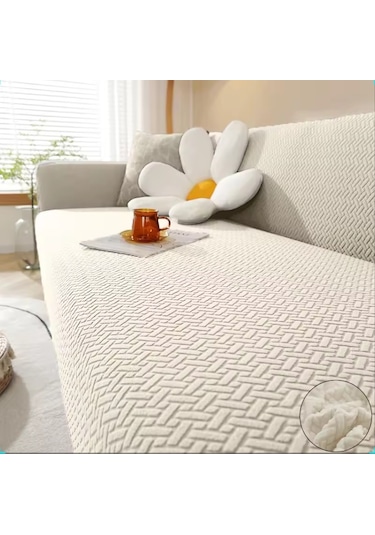 Upmall Tuğla Desen Koltuk Örtüsü Çekyat Kılıfı 3 Kişilik Krem