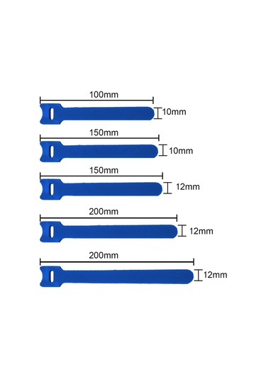 Geeksen Mavi Nilon Bant Kabloları Düzenleyici - 12x200mm Yeniden Kullanılabilir Organize Kayış Ofis, Ev, Çadırlık