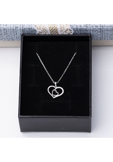 Kalp Zirkon Taşlı Model-4 925 Ayar Gümüş Kadın Kolye Gümüş