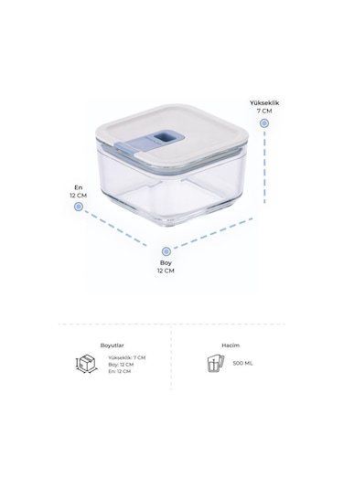 Neoflam Perfect Seal Kare Cam Saklama Kabı Bej 500 ML Bej