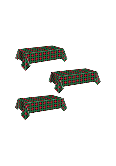 Suntek Yılbaşı Tek Kullanımlık Masa Örtüsü Tatil Su 3 Adet Küçük Kareli