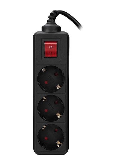 S-Link SPG3-X-3 3'lü Akım Korumalı Priz 1.5 Metre Siyah