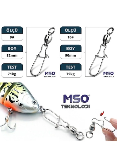 MSO Olta Balıkçılık VIP Kalite Paslanmaz Çelik Klips Bilyalı Fırdöndü