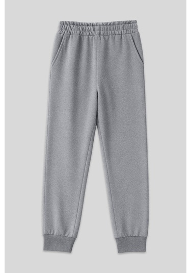 Tommy Life Gri Melanj Yüksek Bel Jogger Rahat Form Manşetli Kadın Eşofman Alt - 94561 GRİ MELANJ