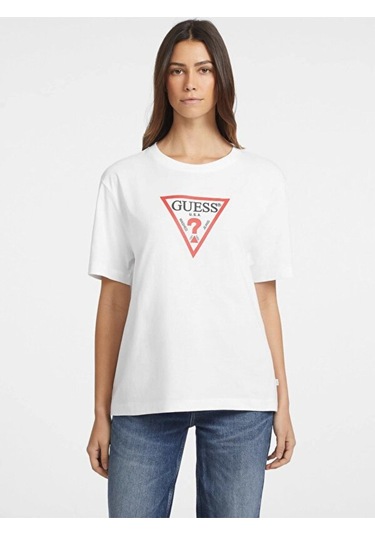 Guess Kadın Tişört-w4yı76k8hm0 Beyaz