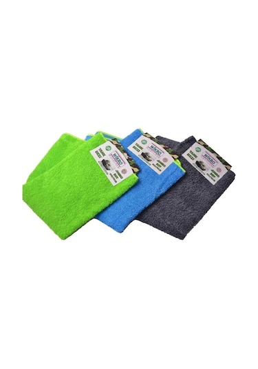 Wikro 50x70 Cm Battal Boy İz Bırakmaz Mikrofiber Temizlik Bezi 3'lü Set Karışık