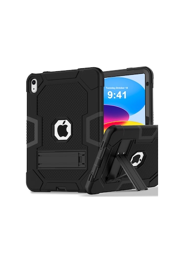 iPad Uyumlu 10.9 2022 Robot B3 Serisi 2022 Kontrast Renk Pc + Silikon Tablet Kılıf Damla Geçirmez Kickstand Koruyucu Kılıf