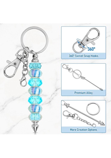 Gatherco 26 Adet Boncuklu Anahtarlık Çubuğu, Boncuklu Anahtarlık, Kolye Yapımı İçin Boncuklu Anahtarlık, Anahtarlık Yapımı İçin Boş Anahtarlık Aksesuarları