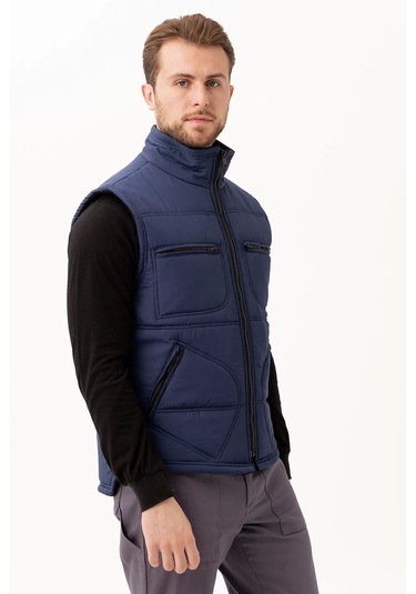 Kışlık Su Geçirmez Çok Cepli Yelek Isı Yalıtımlı Melesa İş Outdoor Suya Sıcak Tutucu Lacivert