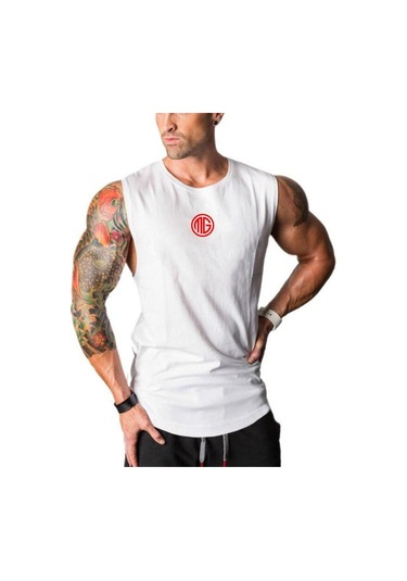 Siyah Muscleguys Yaz Fitness Spor Fiziksel Eğitim Yelek Erkek Bol Kolsuz Tişört