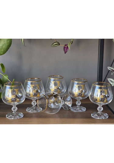 Fermato 6 'lı 24k El İşçiliği - Gerçek Altın İşlemeli 250 Cc'lik Kahve Yanı Kristal Bardak Horse Mix Çok Renkli