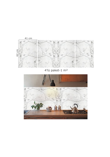 Tink Kendinden Yapışkanlı Gri Çizgili Desenli Pvc Panel 41x62 Cm