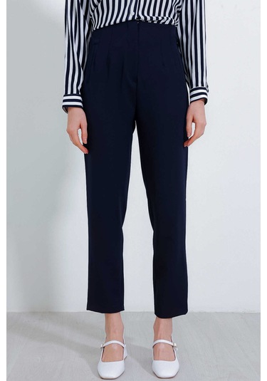 Gabria Yüksek Bel Kumaş Pantolon Lacivert