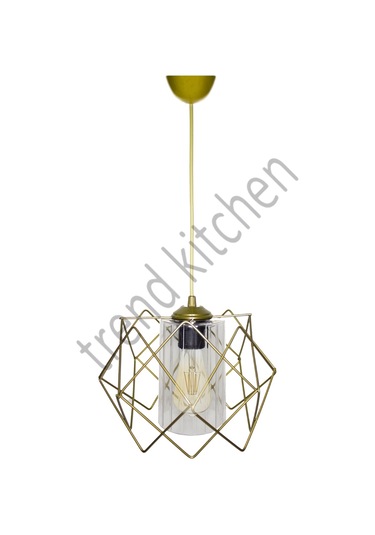 Trend Kitchen Gold Tasarım Şeffaf Mika Camlı Avize Gold