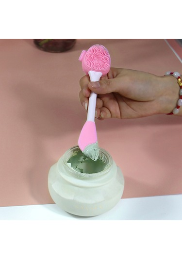 Moveevo Silikon Makyaj Fırçası Yüz Maskesi Fondöten Fırçaları Kozmetik Göz Farı Kaş Fırçası Plastik Saplı