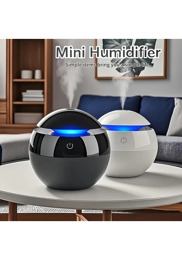 Willowhaven Beyaz Usb Nemlendirici: 7 Renk Aydınlatma, Kompakt Tasarım, 300ml Kapasite, Yatak Odası İçin