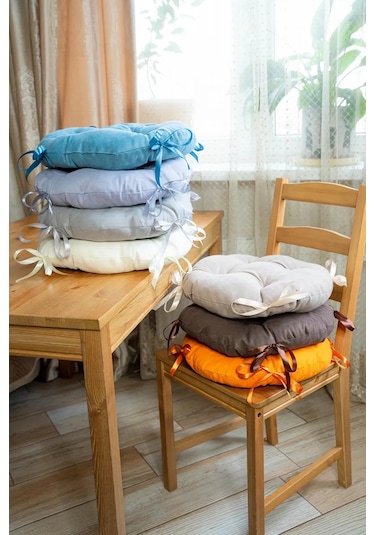 Slavıca Sandalye Minderi Yuvarlak 40x40 Cm Set 2 Adet 194172471 Sütlü