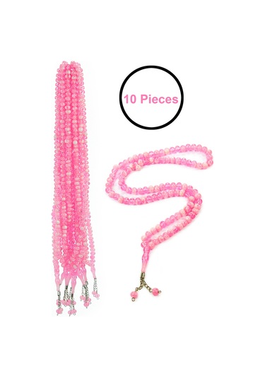 10 Adet 99lu Namaz Tesbihi 10mm Hac Umre Hediyelik - Pembe Pembe