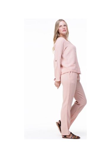 Uzun Kol Müslin Sedef Gömlek Pudra Pdr-pudra Pudra