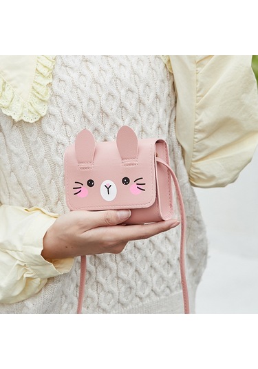 Sevimli Mini Omuz Askılı Bozuk Para Kadın Kız Çocuk Çantası Pembe