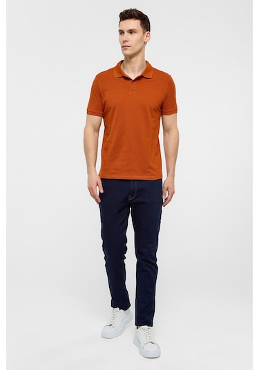 SÜVARİ Kiremit Slim Düz Polo Yaka Tişört-38585 KIREMIT