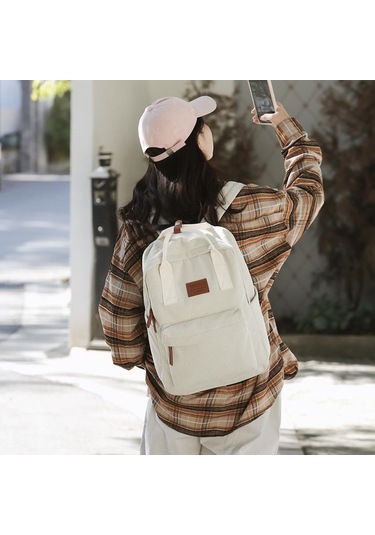 Siyah Kadife Kadın Sırt Çantası Okul Çantası Kız Öğrenci Seyahat Sırt Çantası Siyah