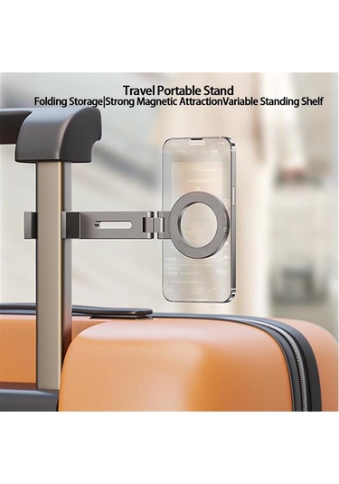 Vkemall Alüminyum Manyetik Telefon Stantı - 360 Döner, Katlanabilir, Ev & Seyahat Kullanıma Uygun, 1/4" Vida Bağı, Taşınabilir Masaüstü Tutucu Gri