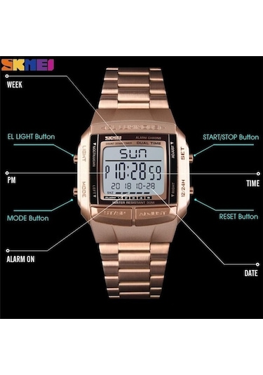 Gümüş Skmeı Spor Saat Erkekler Dijital Saat Elektronik Erkek Saatler Top Marka Lüks Su Geçirmez Erkek Izle Çok Renkli