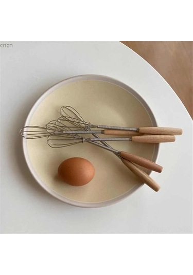 Yuntech01 Ahşap Saplı Paslanmaz Çelik Mini Çırpıcı - 20.5 Cm, Evde Pastane Kalitesi Karışımlar İçin Diğer