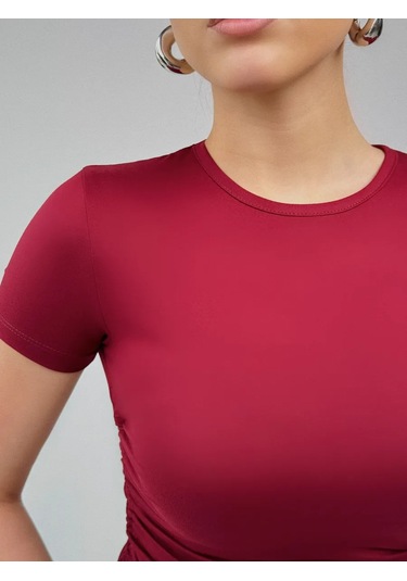 Me&mummy Kısa, Vücuda Oturan, Drapeli Elbise 327048704 Bordo