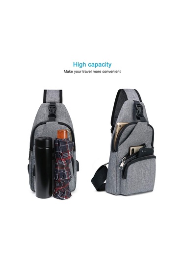 Usb Şarj Ve Kulaklık Girişi Bulunan Erkek Omuz Çantası, Göğüs Çantası