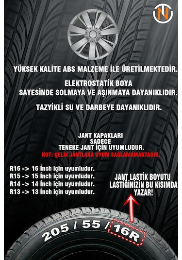 Renault R 9 Broadway 15 İnç Jant Kapağı Takım Gri G113