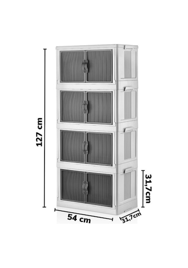 Piev Çok Amaçlı Kapaklı İstiflenebilir Organizer Dolap 4 Lü Beyaz
