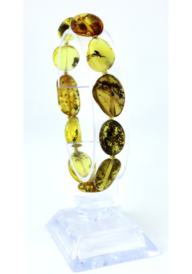 Kehribar Bileklik Amorf Tasarım Ambergold Blk23-142 Çok Renkli